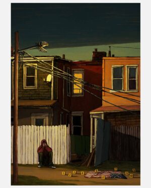 Un día más en la muerte de EEUU – Print A3 de Mario Jodra. Impresión HP Indigo en papel offset blanco de 300 g. Edición artística de calidad. Venta directa del artista.