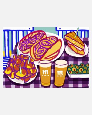 Tapas típicas de Madrid – Print A3 de Mario Jodra. Impresión HP Indigo en papel offset blanco de 300 g. Edición artística de calidad. Venta directa del artista.
