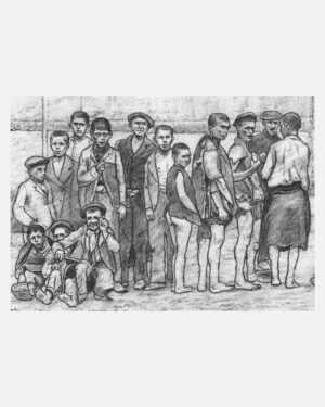 Golfos y maleantes en el Campamento de Desinfección – Print A3 de Mario Jodra. Impresión HP Indigo en papel offset blanco de 300 g. Edición artística de calidad. Venta directa del artista.