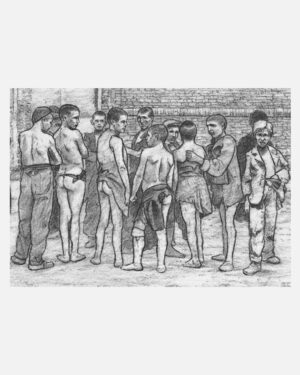 Golfos y maleantes en el Campamento de Desinfección II – Print A3 de Mario Jodra. Impresión HP Indigo en papel offset blanco de 300 g. Edición artística de calidad. Venta directa del artista.