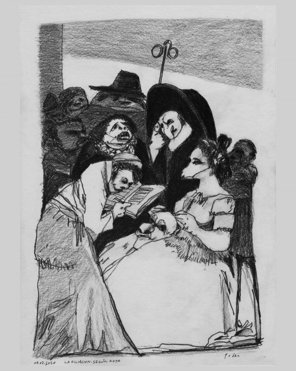 La Filiacion, After Goya - Original Drawings