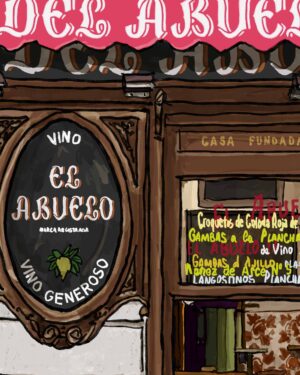 Taberna La Casa del Abuelo – A3 art print by Mario Jodra, printed on 300g white offset paper with HP Indigo. Buy directly from the artist.