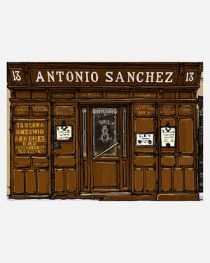 Taberna Antonio Sánchez – A3 art print by Mario Jodra, printed on 300g white offset paper with HP Indigo. Buy directly from the artist.