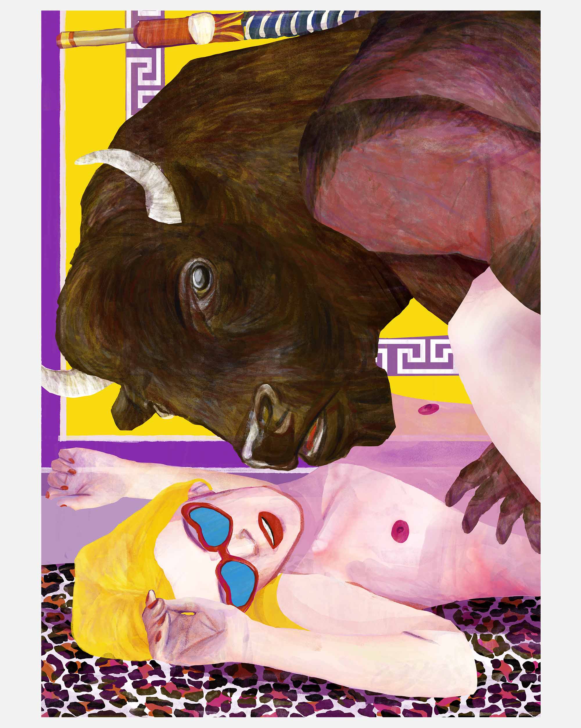 Blind Mount Minotaur – A3 art print by Mario Jodra, printed on 300g white offset paper with HP Indigo. Buy directly from the artist.