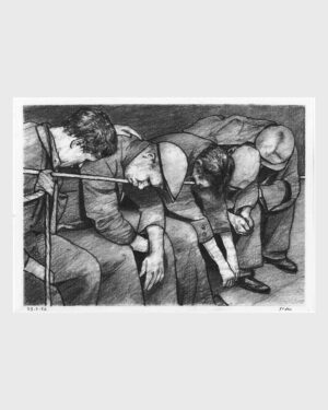 Madrid original art: Charcoal drawing. La Posada de la Soga by Mario Jodra, from the Viejo Madrid series. Signed, with Certificate of Authenticity.