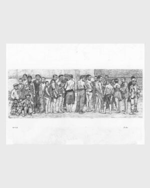 Madrid original art: Charcoal drawing. Street urchins and thugs at the Disinfection Camp by Mario Jodra, from the Viejo Madrid series. Signed, with Certificate of Authenticity